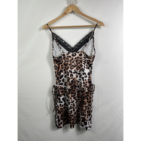 LEOPARD Print Silky Babydoll Lingerie Chemise Slip Nightie | SMALL | Avidlove - Picture 2 of 10